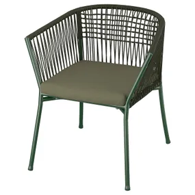 IKEA SEGERÖN СЕГЕРЕН, крісло з підлокітниками, вуличне, темно-зелений/Фрессон/Дувхольмен темно-бежево-зелений 394.948.40 фото