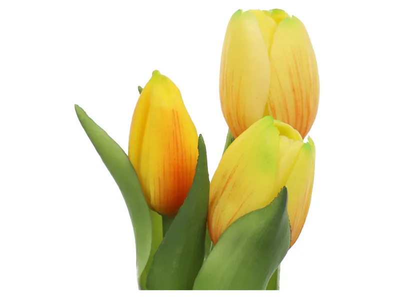 BRW тюльпани в пучках 20 см 3 шт прогумовані жовті 090938 фото №2