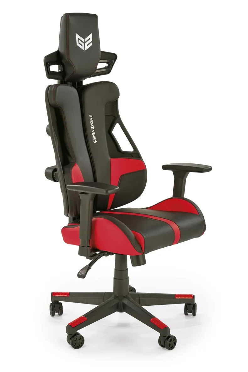 Крісло комп'ютерне офісне обертове HALMAR NITRO, екошкіра / тканина, чорне / червоне фото №1