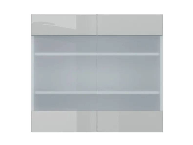 Кухонный шкаф BRW Top Line 80 см двухдверный с витриной серый глянец, серый гранола/серый глянец TV_G_80/72_LV/PV-SZG/SP фото №1