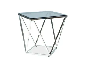 Журнальний столик скляний SIGNAL SILVER B, 50x50 см, димчасте скло / хром фото