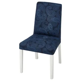 IKEA BERGMUND БЕРГМУНД, стул, белый / квилсфорс темно-синий / синий 394.289.73 фото