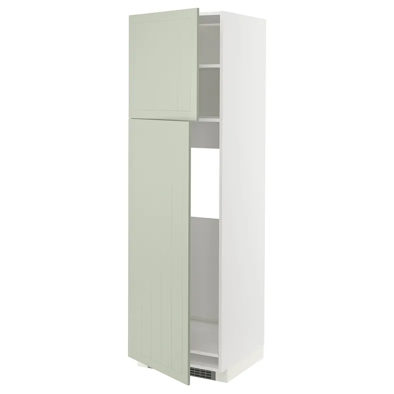 IKEA METOD МЕТОД, высокий шкаф д / холодильника / 2дверцы, белый / светло-зеленый, 60x60x200 см 794.872.20 фото №1