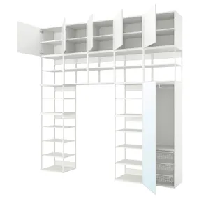 IKEA PLATSA ПЛАТСА, гардеробна шафа, 6 дверцят, біле дзеркальне скло STRAUMEN/FONNES біле, 300x42x301 см 494.369.20 фото