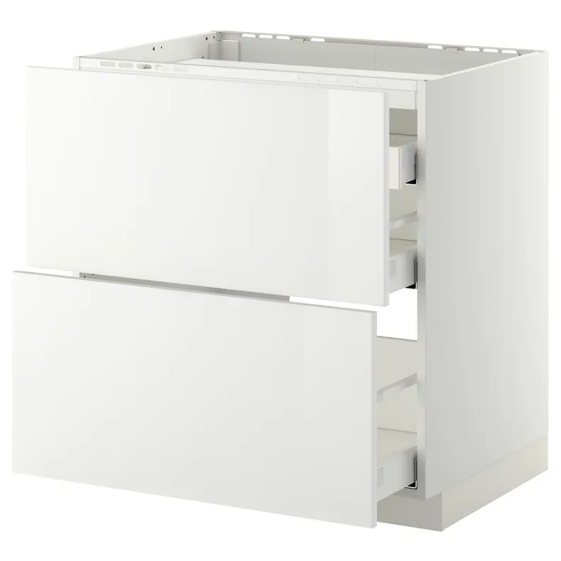IKEA METOD МЕТОД / MAXIMERA МАКСИМЕРА, напольн шкаф / 2 фронт пнл / 3 ящика, белый / Рингхульт белый, 80x60 см 190.272.07 фото №1