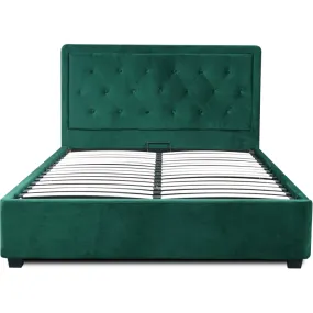 Кровать двуспальная бархатная MEBEL ELITE CROS, 160x200 см, Зеленый фото