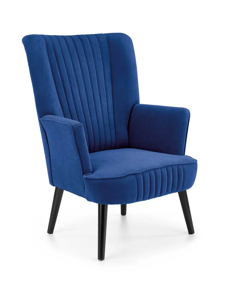 Мягкое кресло бархатное HALMAR DELGADO BLUVEL 86, темно синий фото №1