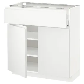 IKEA METOD МЕТОД / MAXIMERA МАКСИМЕРА, напольный шкаф с ящиком / 2дверцами, белый / Воксторп матовый белый, 80x37 см 194.663.34 фото