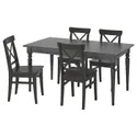 IKEA INGATORP ІНГАТОРП / INGOLF ІНГОЛЬФ, стіл+4 стільці, чорний / коричнево-чорний, 155 / 215 см 192.971.57 фото thumb №1