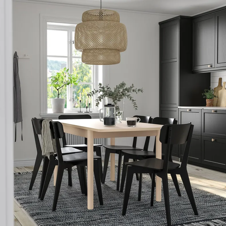 IKEA RÖNNINGE РЕННІНГЕ / LISABO ЛІСАБО, стіл+4 стільці, береза / чорний, 118 / 173 см 694.290.56 фото №3