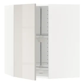 IKEA METOD МЕТОД, кутова навісна шафа, обертова, білий / Ringhult світло-сірий, 68x80 см 591.428.04 фото