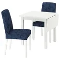 IKEA NORDVIKEN НОРДВІКЕН / BERGMUND БЕРГМУНД, стіл+2 стільці, білий / темно-синій / синьо-білий, 74/104 см 995.714.92 фото thumb №1