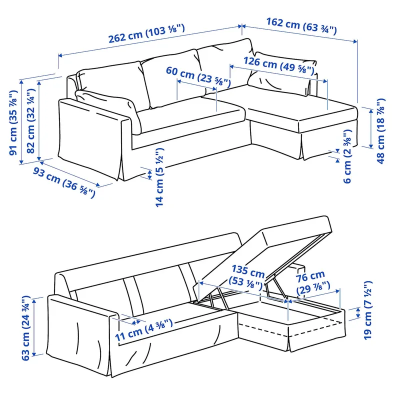 IKEA HYLTARP ХИЛЬТАРП, 3-местный диван с козеткой, правый, Талмира голубая 095.149.86 фото №6