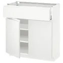IKEA METOD МЕТОД / MAXIMERA МАКСИМЕРА, напольный шкаф с ящиком / 2дверцами, белый / Воксторп матовый белый, 80x37 см 194.663.34 фото thumb №1