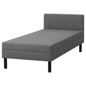 IKEA SVELGEN СВЕЛЬГЕН, каркас ліжка з оббивкою + матрац, з підголовником/сірий, 90x200 см 304.526.51 фото