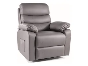 Кресло-реклайнер с массажной функцией SIGNAL HEKTOR M, экокожа: серый фото