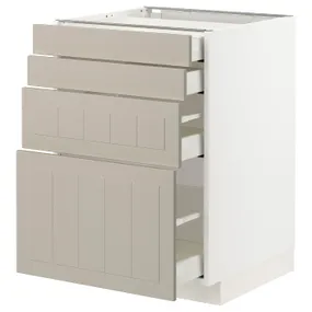 IKEA METOD МЕТОД / MAXIMERA МАКСИМЕРА, напольный шкаф 4 фасада / 4 ящика, белый / Стенсунд бежевый, 60x60 см 794.081.24 фото