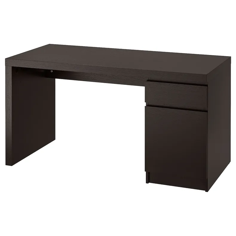 IKEA MALM МАЛЬМ, письмовий стіл, чорно-коричневий, 140x65 см 002.141.57 фото №1