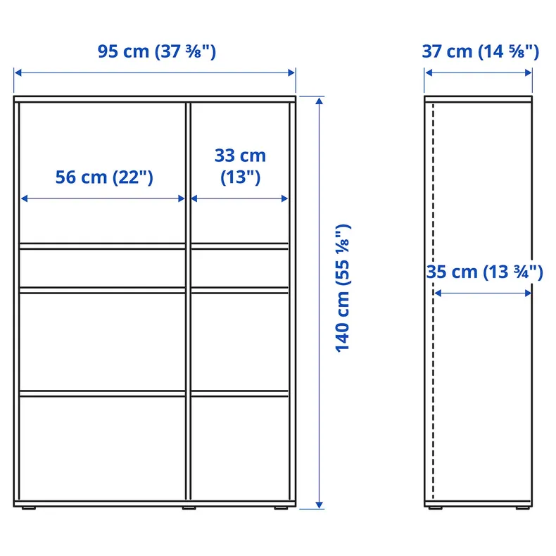 IKEA VIHALS ВИХАЛС, комбинация д / хранения+стекл дверц, темно-серое / прозрачное стекло, 190x37x140 см 695.210.93 фото №3