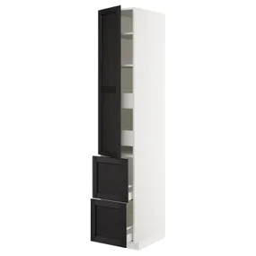 IKEA METOD МЕТОД / MAXIMERA МАКСИМЕРА, высокий шкаф+полки / 4ящ / двр / 2фасада, белый / Лерхиттан с черными пятнами, 40x60x220 см 093.660.14 фото