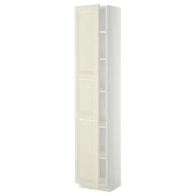 IKEA METOD МЕТОД, висока шафа із полицями, білий / БУДБІН кремово-білий, 40x37x200 см 694.691.13 фото