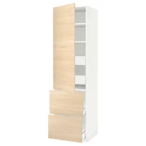 IKEA METOD МЕТОД / MAXIMERA МАКСИМЕРА, высокий шкаф+полки / 4ящ / двр / 2фасада, белый / аскерсундский узор светлый ясень, 60x60x220 см 193.818.01 фото