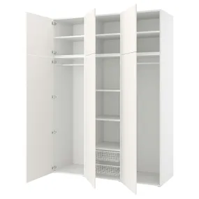 IKEA PLATSA ПЛАТСА, гардеробна шафа, 6 дверцят, білий/ФОННЕС білий, 180x57x241 см 394.243.19 фото