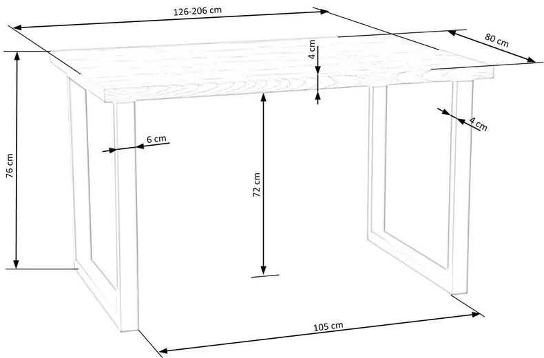 Стіл для кухні HALMAR HORUS 126-206x80 см, чорний, дуб фото №17
