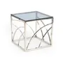Журнальный столик HALMAR UNIVERSE квадратный 55x55 см, каркас - серебро, стекло - дымчатое фото