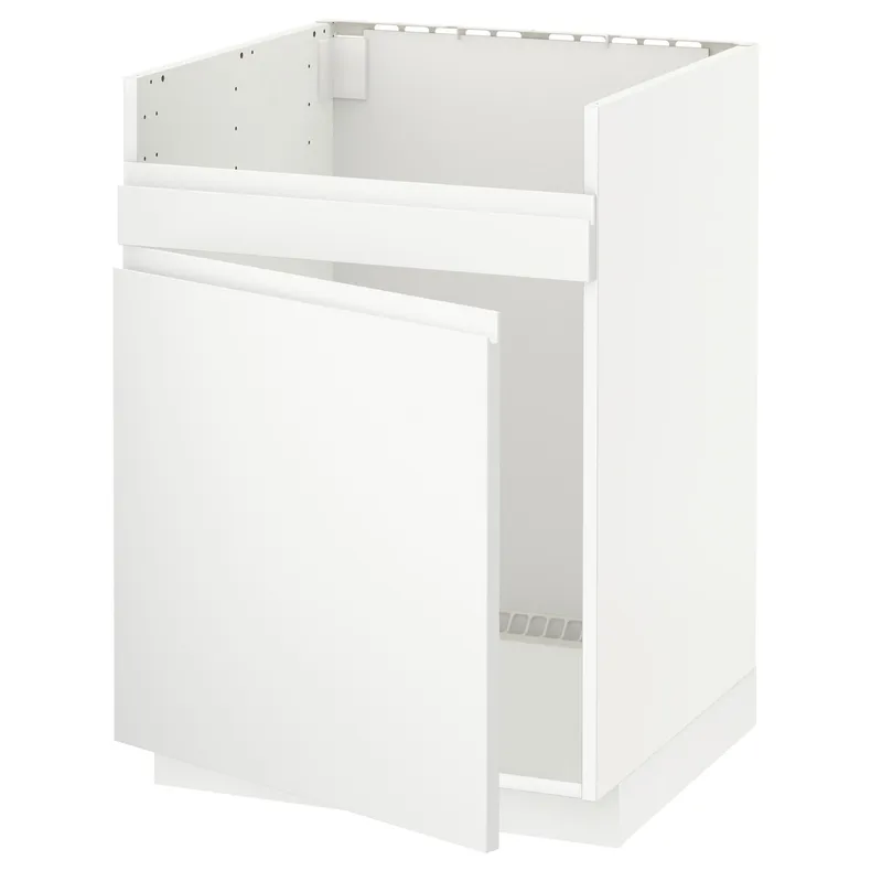 IKEA METOD МЕТОД, напольный шкаф для мойки ХАВСЕН, белый / Воксторп матовый белый, 60x60 см 594.589.16 фото №1
