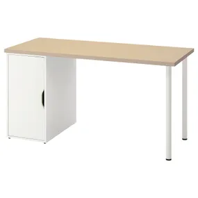 IKEA MÅLSKYTT МОЛСКЮТТ / ALEX АЛЕКС, письменный стол, берёза / белый, 140x60 см 895.216.76 фото