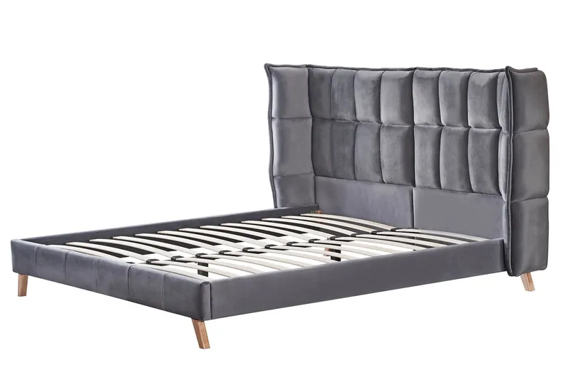 Ліжко двоспальне HALMAR SCANDINO 160x200 см, сіре фото №4