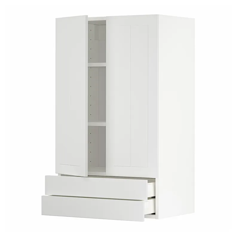 IKEA METOD МЕТОД / MAXIMERA МАКСИМЕРА, навесной шкаф / 2дверцы / 2ящика, белый / Стенсунд белый, 60x100 см 794.585.43 фото №1