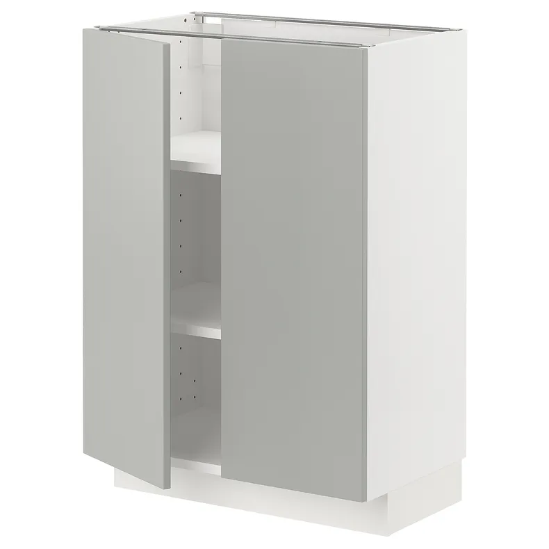 IKEA METOD МЕТОД, підлогова шафа з полицями / 2 дверцят, білий / Хавсторп світло-сірий, 60x37 см 695.380.22 фото №1