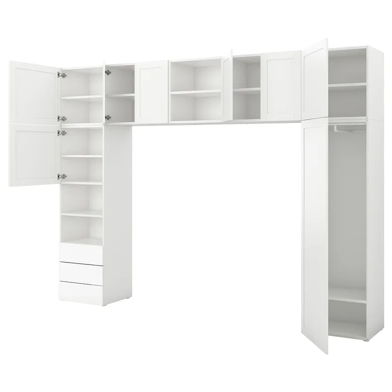IKEA PLATSA ПЛАТСА, гардероб / 8 дверей+3 ящика, белый / Фонн Саннидал, 340x42x241 см 493.365.48 фото №1