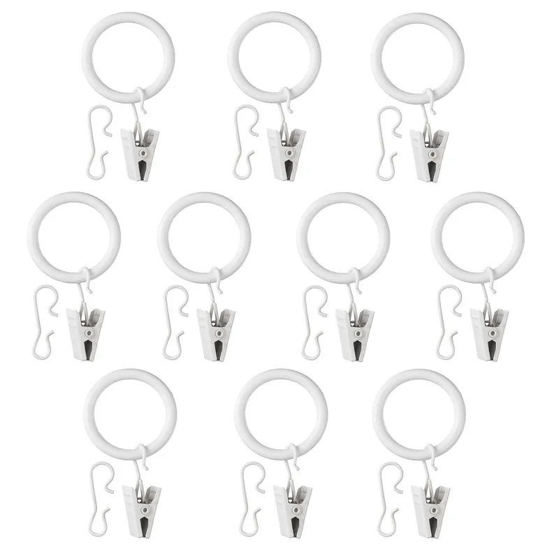 IKEA SYRLIG СИРЛИГ, гардин кольцо с зажимом и крючком, белый, 25 мм 402.240.98 фото №1