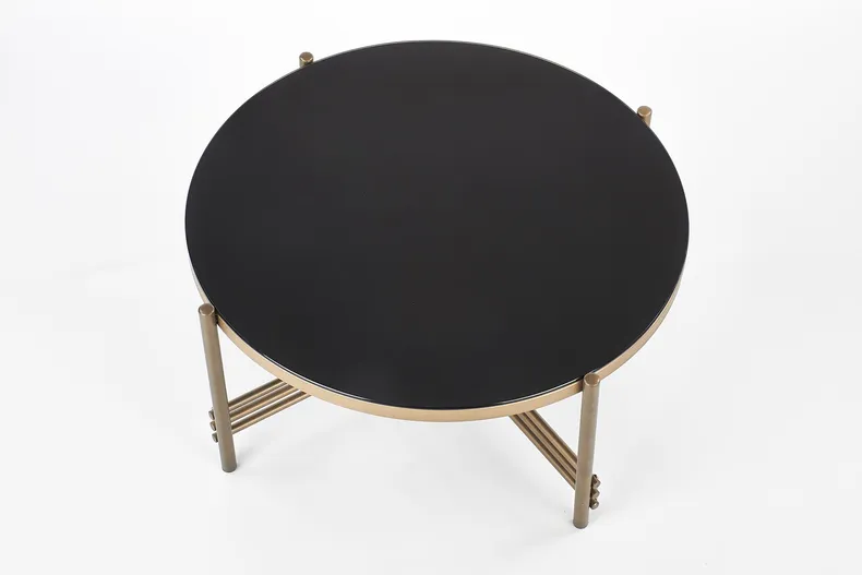 Журнальний стіл HALMAR ISMENA 80x80 см, каркас - золото, стільниця - чорний фото №8