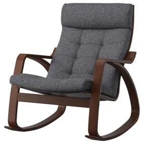 IKEA POÄNG ПОЕНГ, крісло-гойдалка, коричневий / ГУННАРЕД темно-сірий 295.021.24 фото