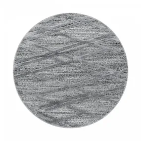 BRW Сірий круглий килимок 3D La Casa в клітинку 160 x 160 4058819120088 фото