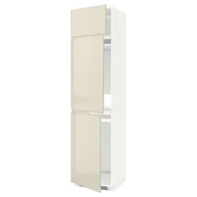 IKEA METOD МЕТОД, высокий шкаф д / холод / мороз / 3 дверцы, белый / светло-бежевый глянцевый Voxtorp, 60x60x240 см 194.680.31 фото