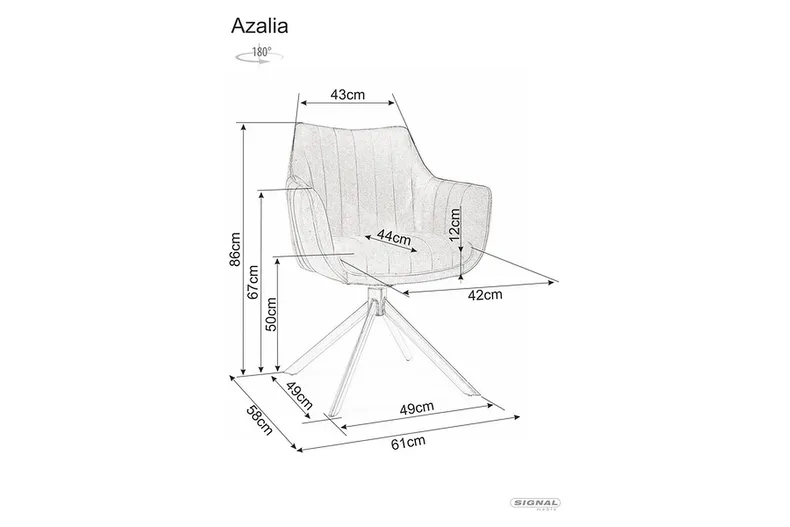 Обеденный стул поворотный SIGNAL AZALIA BREGO 77 - оливковый фото №20
