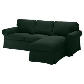IKEA EKTORP ЕКТОРП, 3-місний диван, з шезлонгом / Талміра темно-зелена 994.305.48 фото