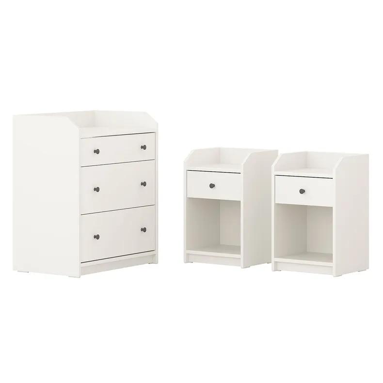 IKEA HAUGA ХАУГА, комплект мебели д / спальни, 3 предм., белый 594.833.84 фото №1