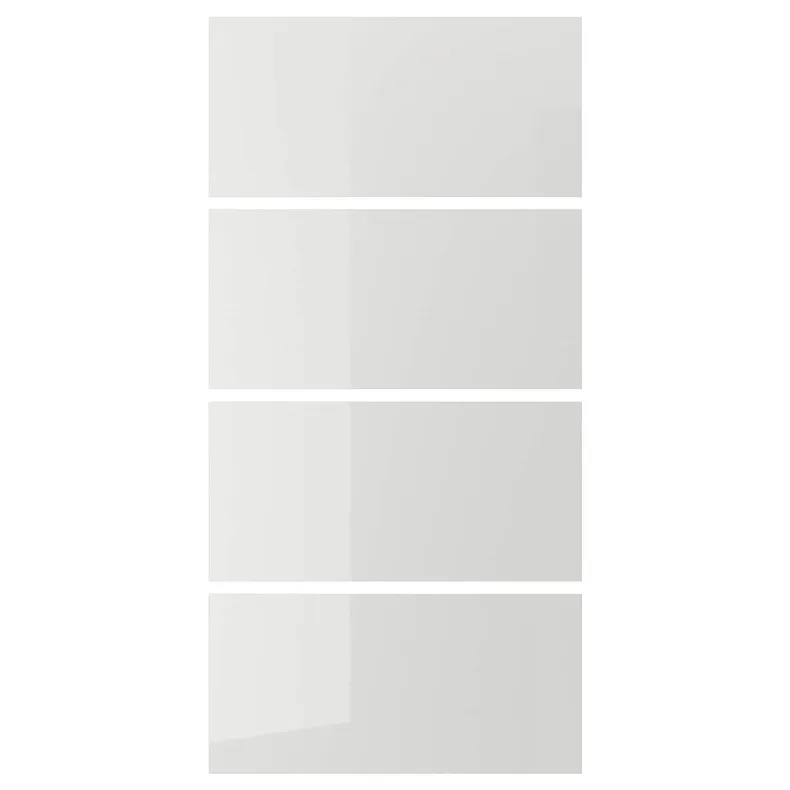 IKEA HOKKSUND ХОККСУНД, 4 панелі для рами розсувних дверцят, глянцевий світло-сірий, 100x201 см 603.823.41 фото №1