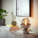 IKEA ACKJA АККЬЯ / MOLNART МОЛНАРТ, настольная лампа с лампочкой, эффект хрома / сфера серое прозрачное стекло 495.150.31 фото thumb №3