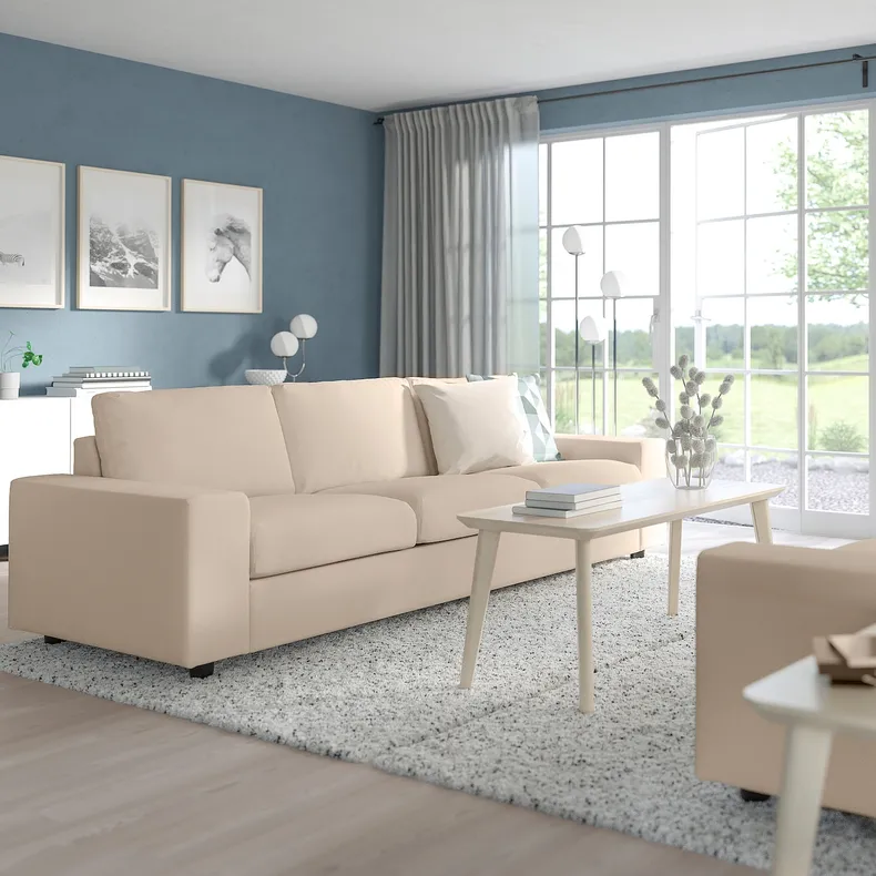 IKEA VIMLE ВІМЛЕ, 3-місний диван, з широкими підлокітниками / ХАЛЛАРП бежевий 594.014.30 фото №2