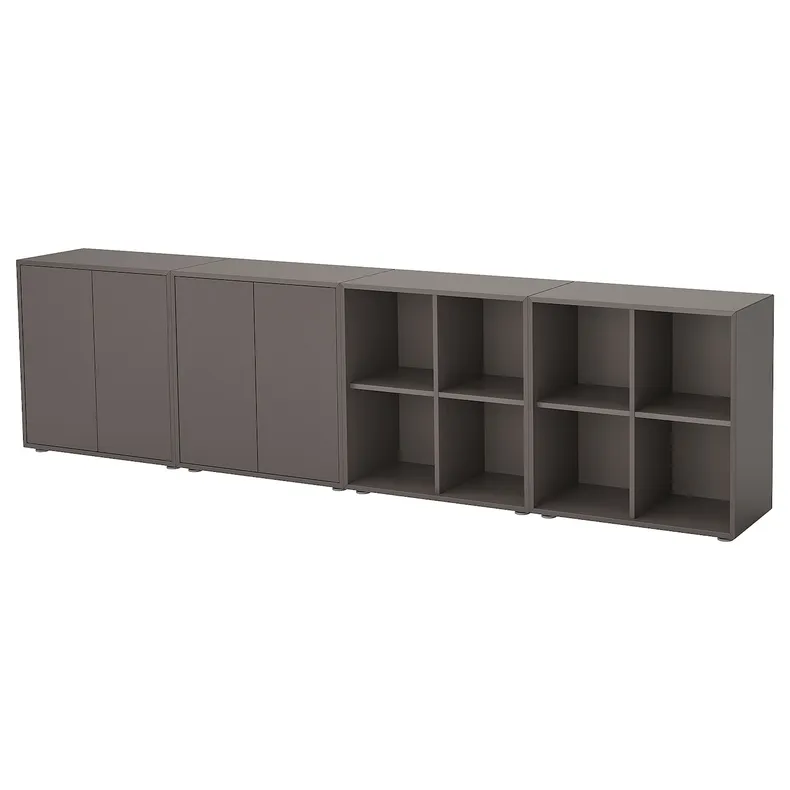 IKEA EKET ЭКЕТ, комбинация шкафов с ножками, темно-серый / темно-серый, 280x35x72 см 494.907.52 фото №1