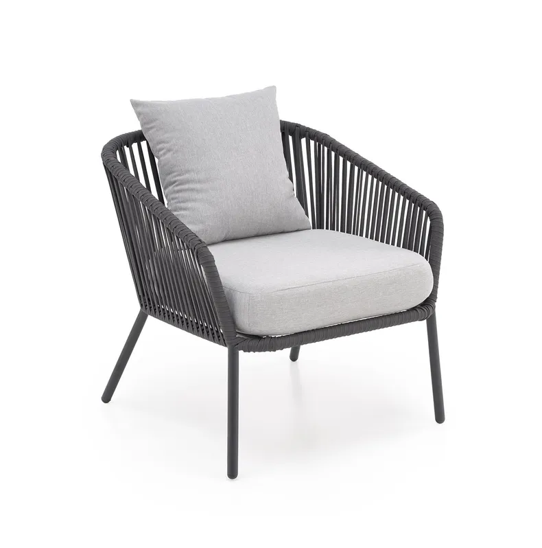 Садовий комплект HALMAR ROCCA (диван + два крісла + столик), темно-сірий / світло-сірий фото №7