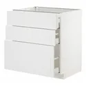 IKEA METOD МЕТОД / MAXIMERA МАКСИМЕРА, напольный шкаф с 3 ящиками, белый / Стенсунд белый, 80x60 см 594.095.01 фото thumb №1