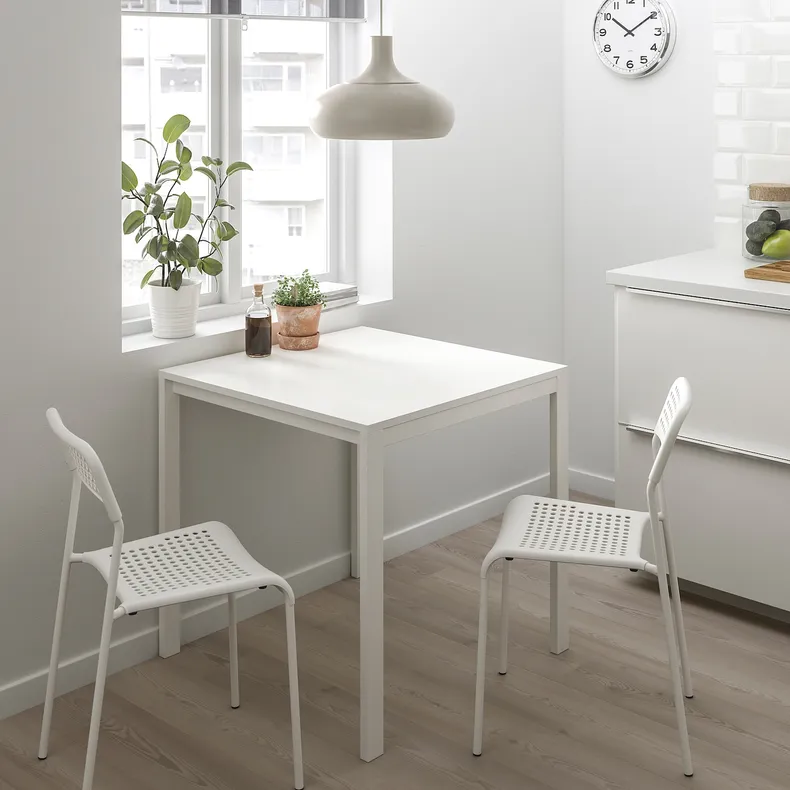 IKEA MELLTORP МЕЛЬТОРП / ADDE АДДЕ, стіл+2 стільці, білий, 75 см 490.117.66 фото №2